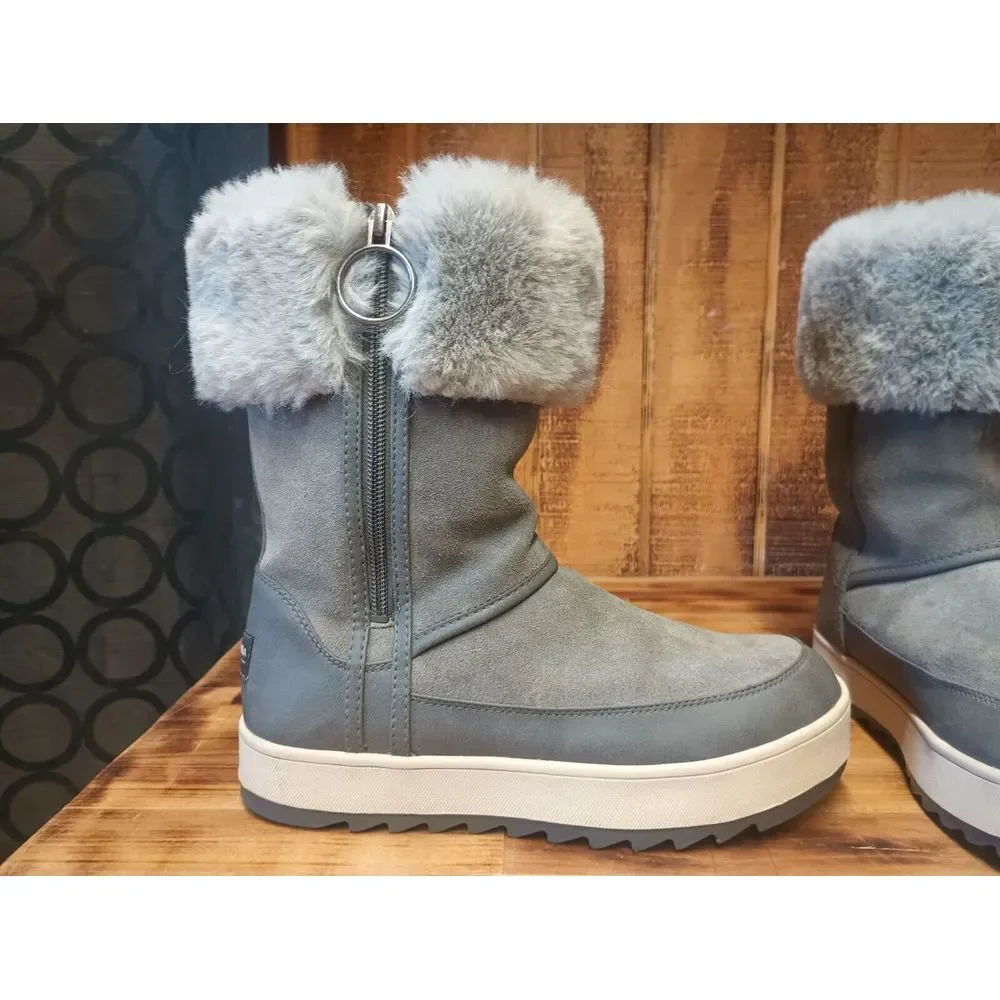 Koolaburra by UGG Womens Faux Fur Zip Suede Waterproof‎ Boots Sz W 6